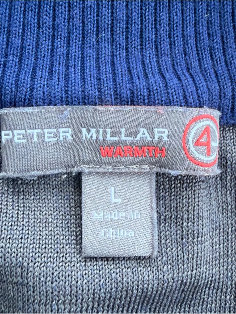 Peter Millar Men L Wool Blend Blue 1/4 Zip Sweater “Conway Farms Golf Club” Logo
